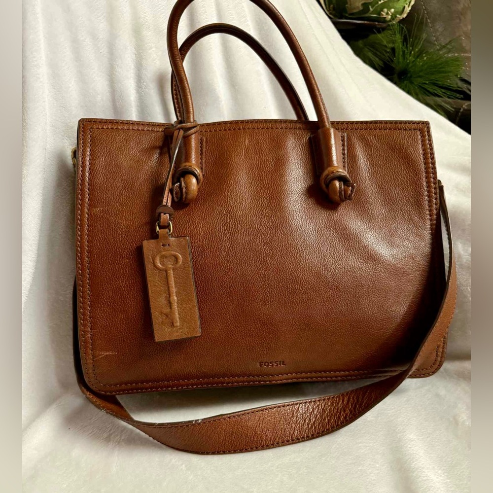 Vintage Fossil Tan Leather Satchel